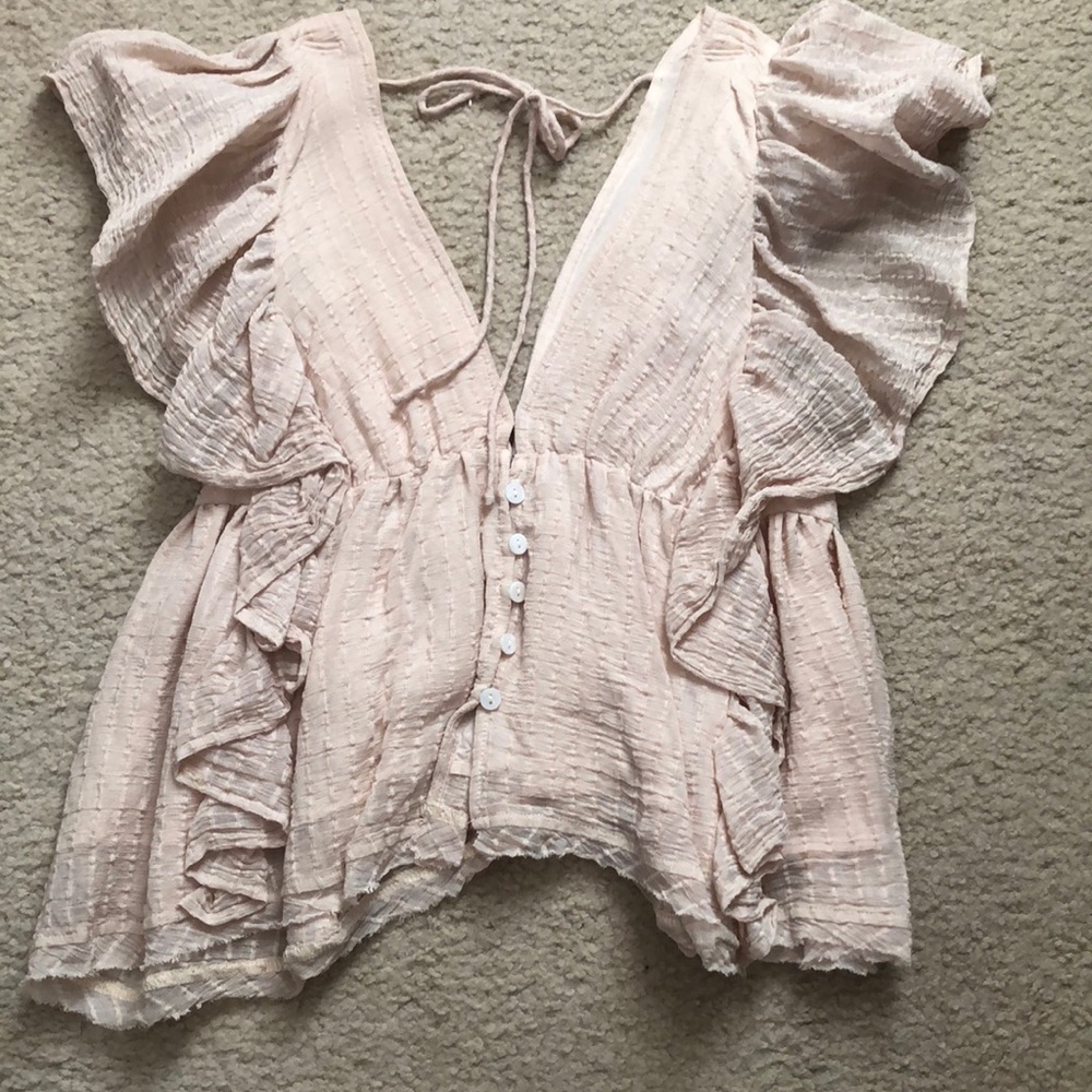 by together v neck pale blush blouse